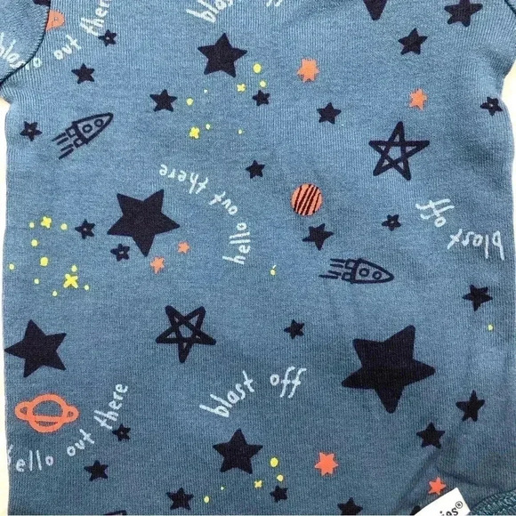 Gerber Onesie Diaper Shirt Space/ Stars Blue Size Newborn - Picture 4 of 16